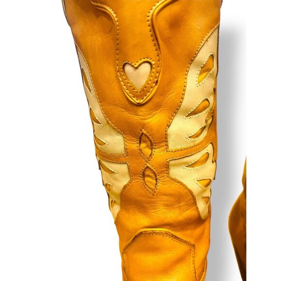 Nine West Butterfly Heart Cowboy Boots Womens Sz 7 Leather Western Riding Shoes - Picture 3 of 16